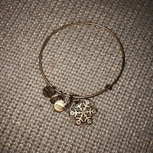 Gold Alex and Ani Snowflake Charm Bangle